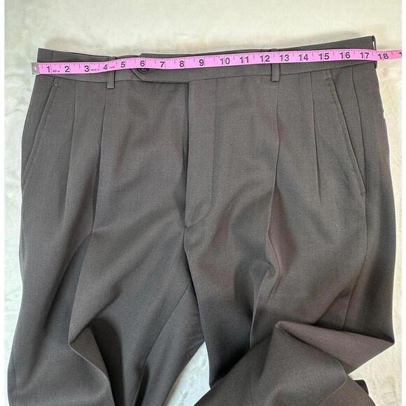 Vtg 80s Oscar De La Renta Wool Dress Pants Sz 35 Tailored Classic Brown - Picture 6 of 7
